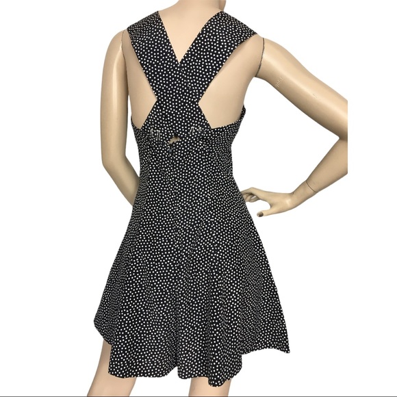 Vintage Y2K Romper Shorts Onesie Playsuit Retro PinUp Black White Tiny Polka Dot - Picture 3 of 12